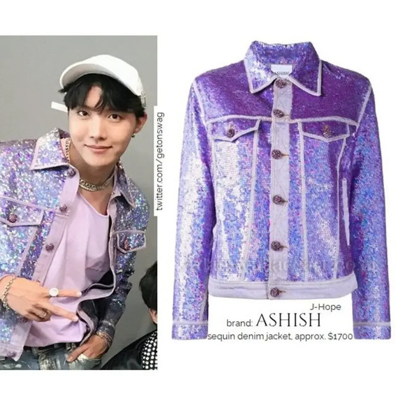 Ashish Sequin Embellished Denim Jacket Purple Size S - Picture 1 of 7